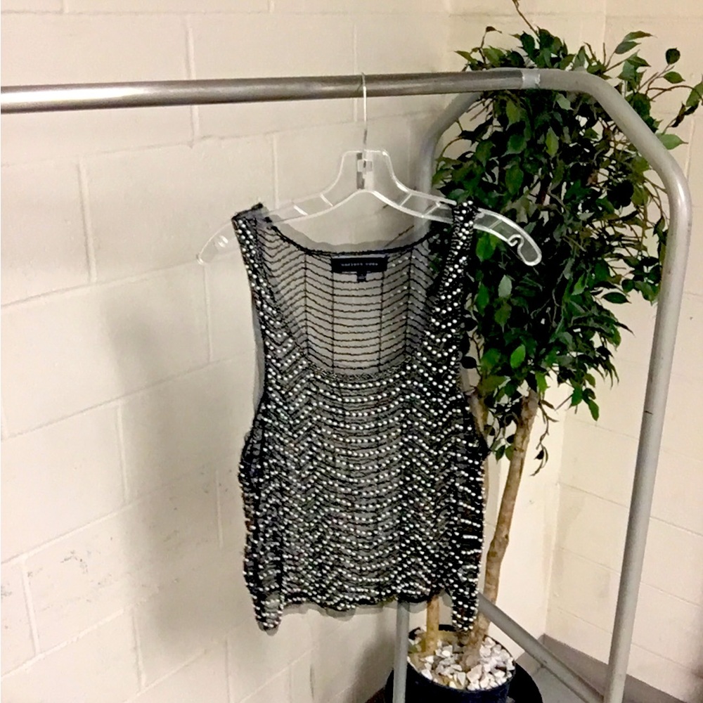 Endless Rose Pearl Beaded Top ( Black/ Pearl) (M)